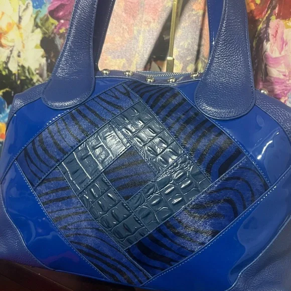 Sharif Blue Leather Shoulder Bag - Picture 8 of 8